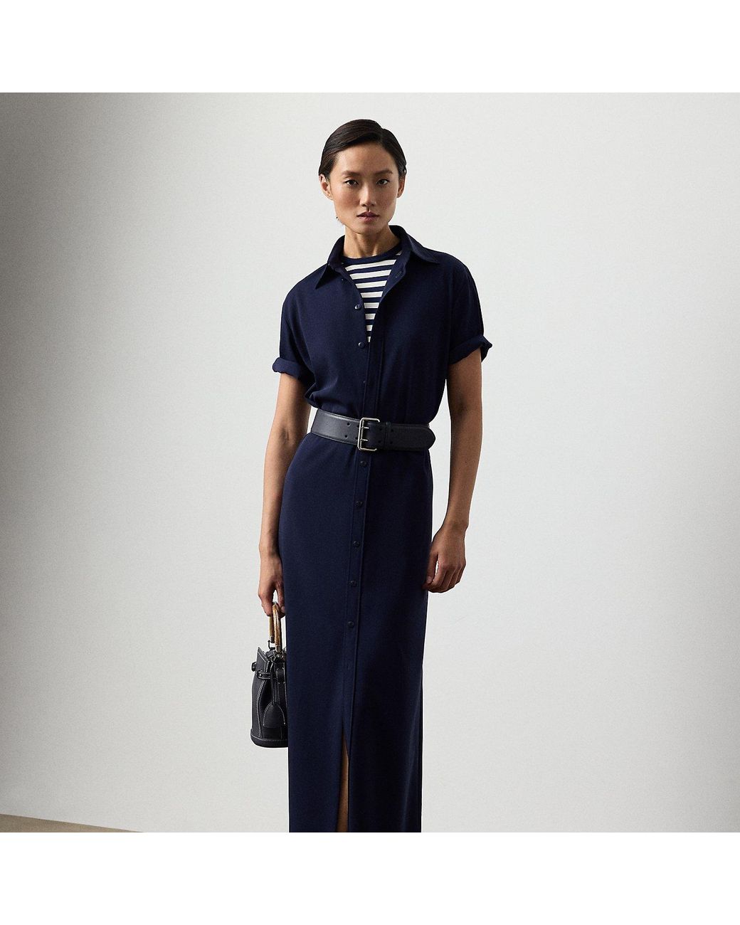 Ralph Lauren Blue Carol Wool Gabardine Day Dress