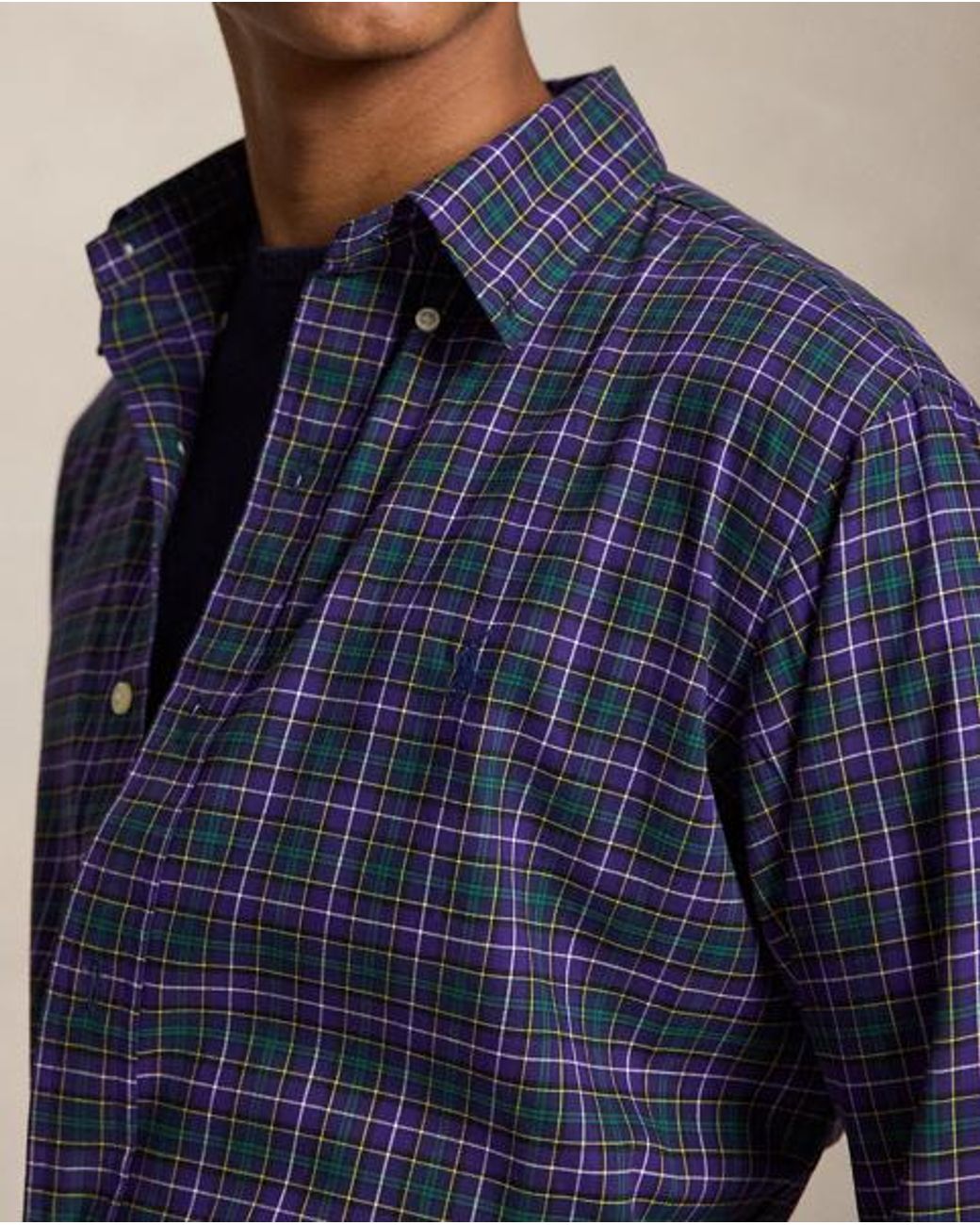 Polo Ralph Lauren Blue Custom Fit Plaid Twill Shirt for men