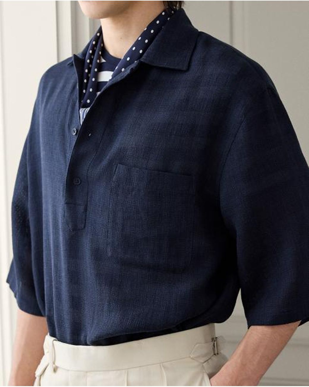 Ralph Lauren Blue Relaxed Fit Basket-Woven Shirt for men