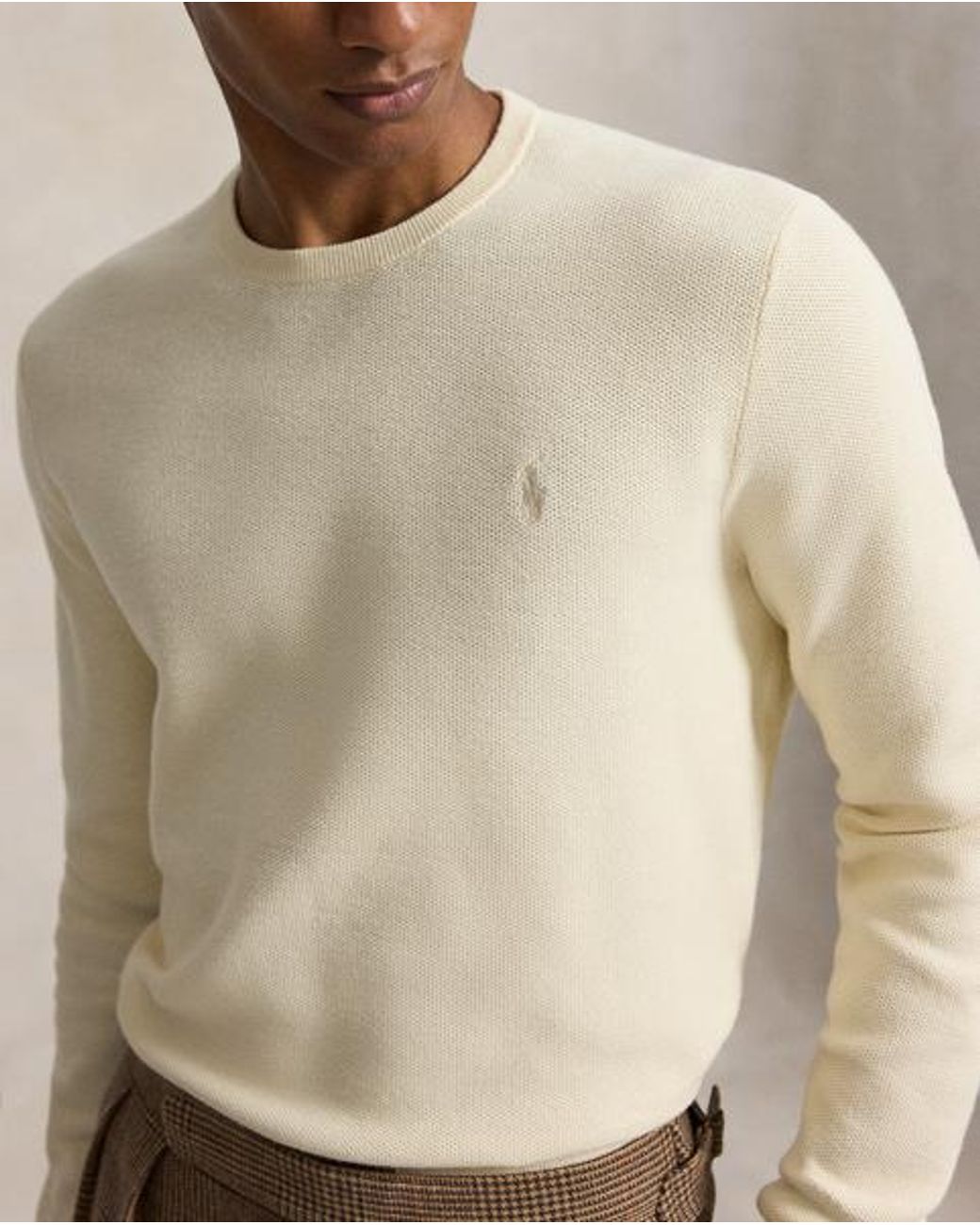 Polo Ralph Lauren Natural Mesh-Knit Cotton Crewneck Sweater for men