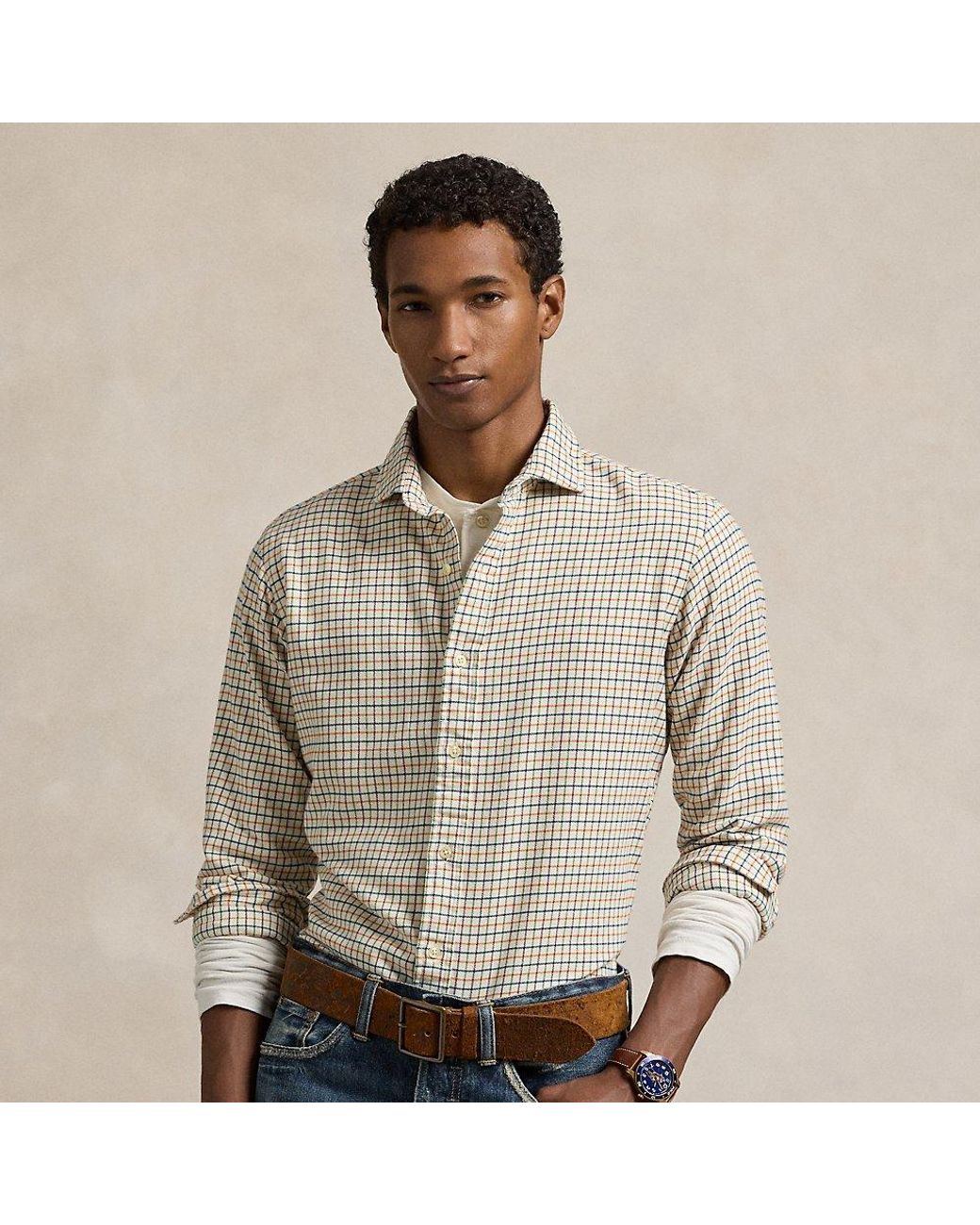 Classic fit plaid twill shirt shop