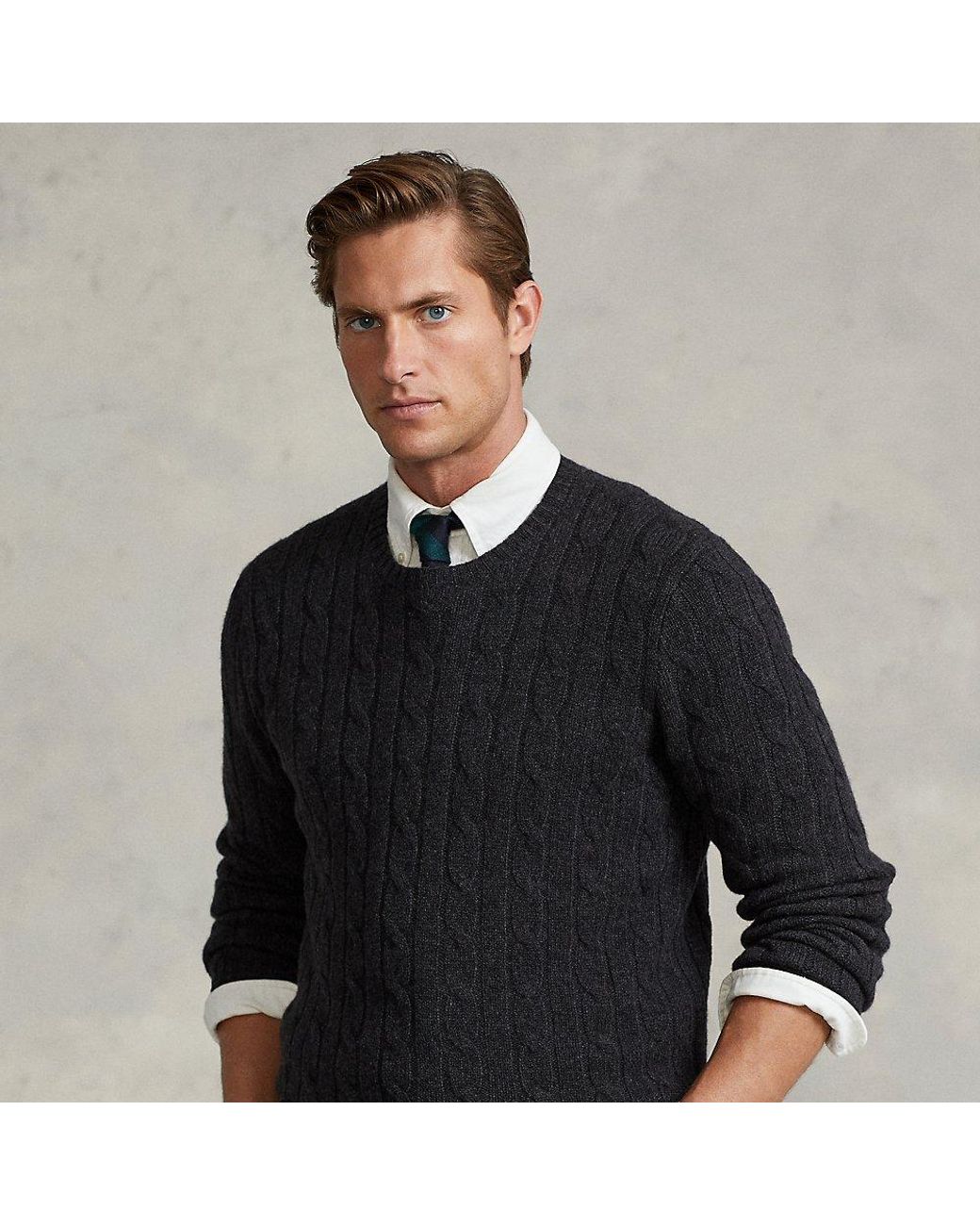 Ralph Lauren The Iconic Cable-knit Cashmere Sweater in Black for Men | Lyst