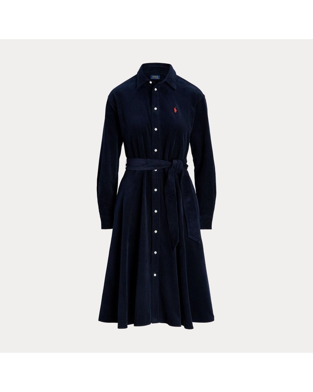 Polo Ralph Lauren Blue Belted Corduroy Shirtdress