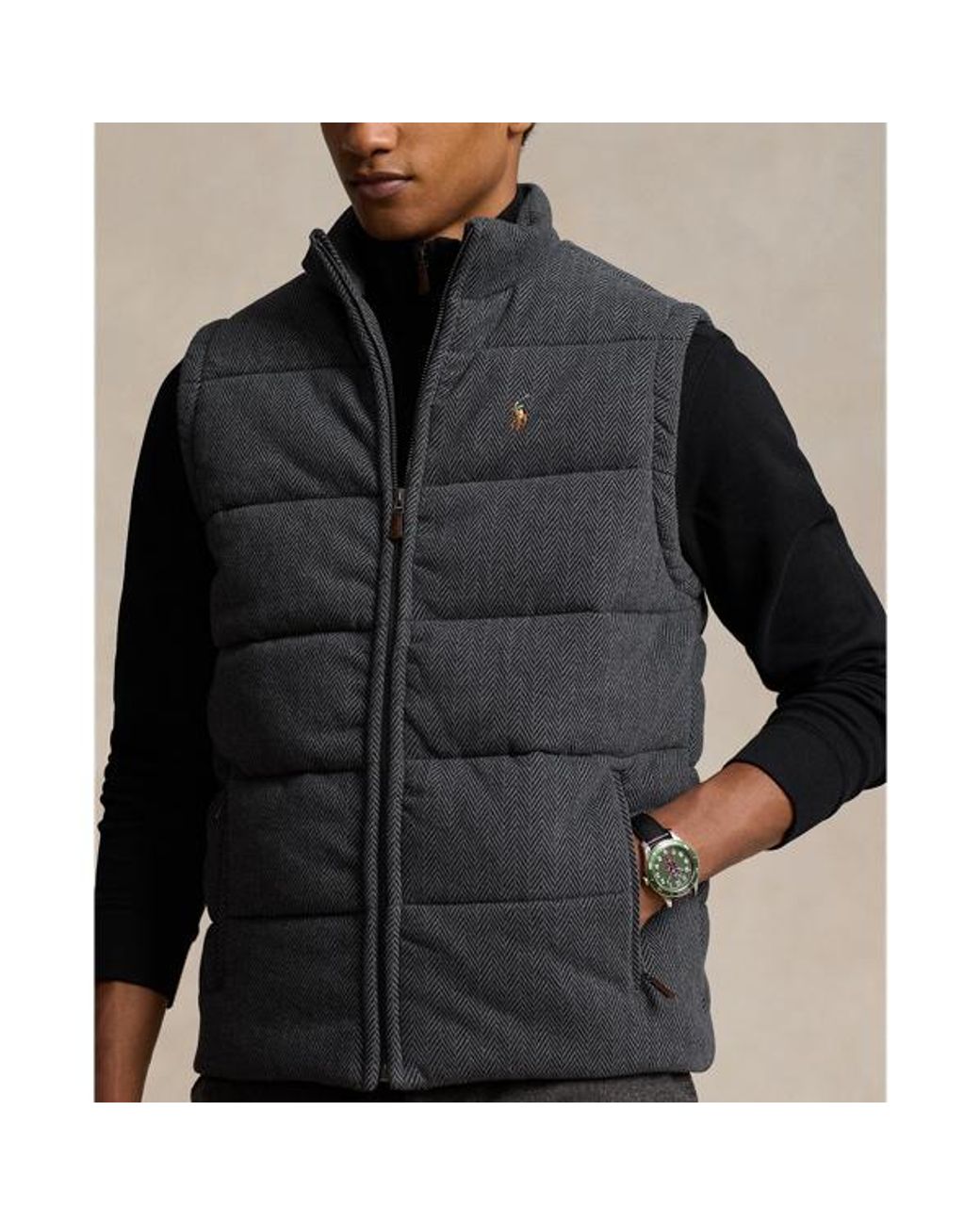 Gilet Tweed Inglese RRL Double RL In Lana, Spina Di Pesce Marrone, Taglia M, Nuovo Con Etichette