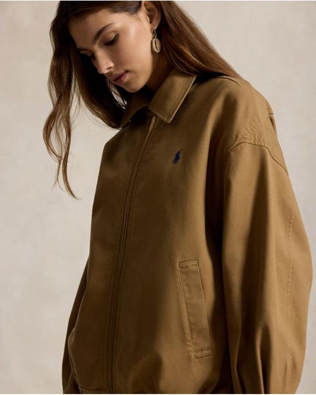 Polo Ralph Lauren Brown Oversize Cotton Windbreaker