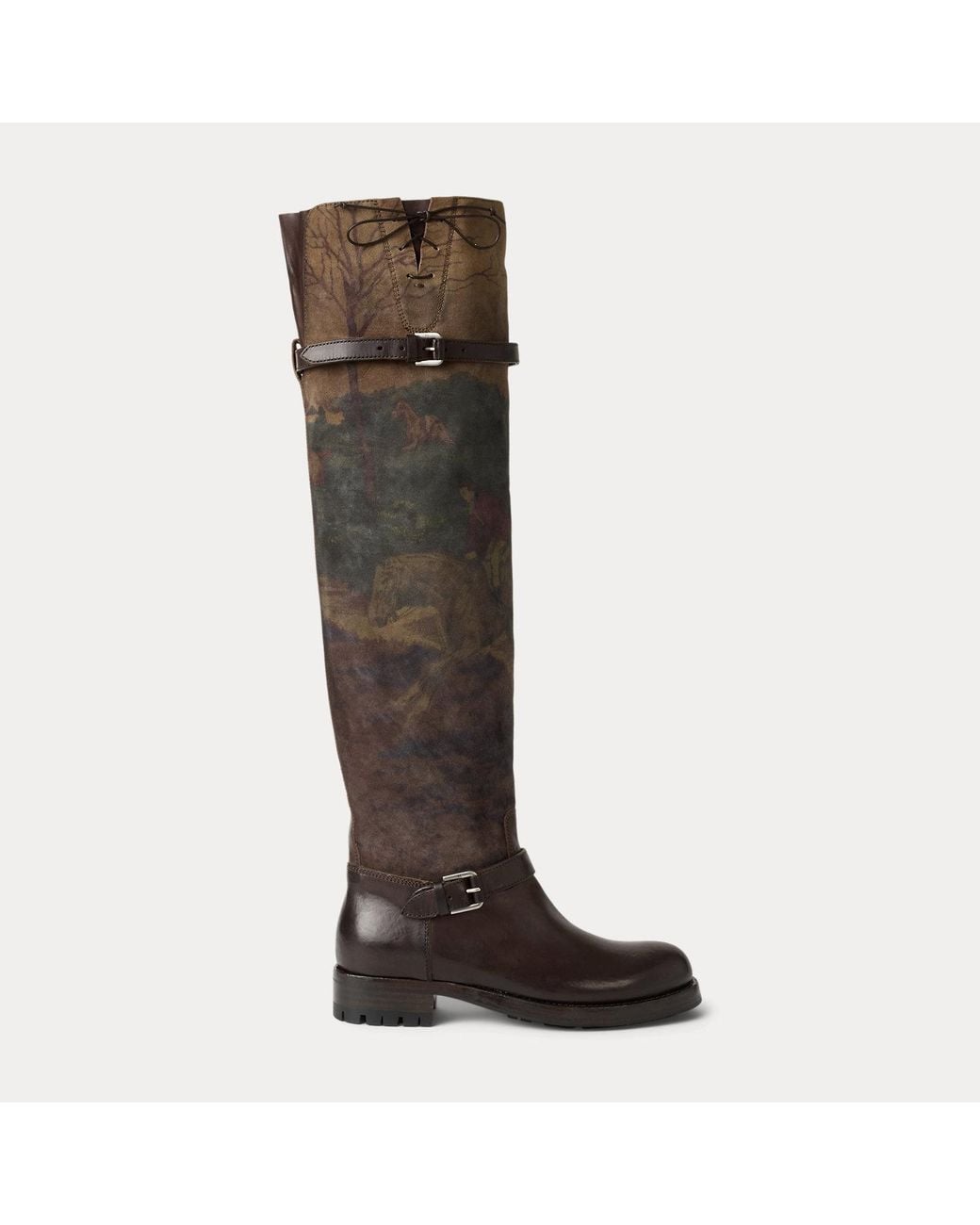 Ralph Lauren Black Waylon Scenic Suede & Vachetta Boot
