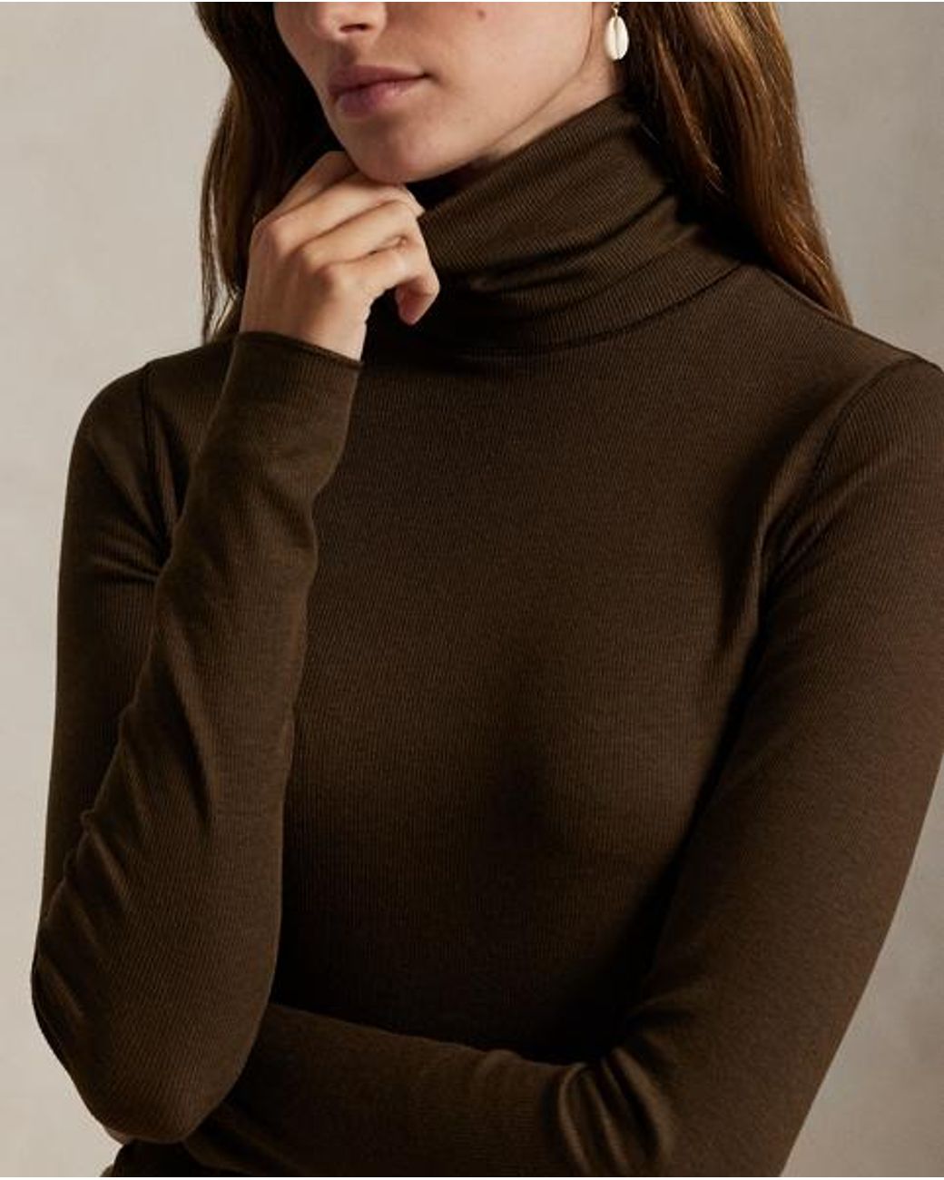 Polo Ralph Lauren Brown Stretch-Blend Turtleneck