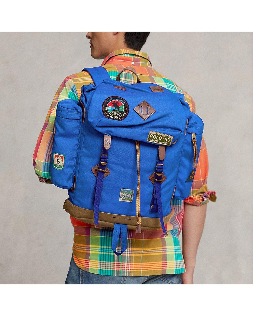 Blue suede backpack sales