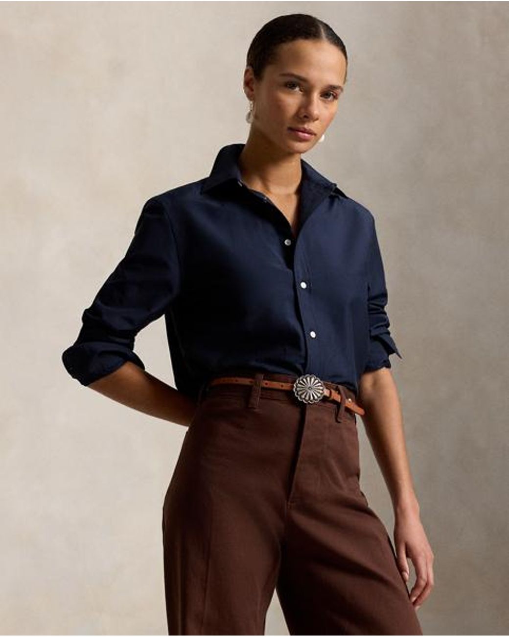 Polo Ralph Lauren Blue Relaxed Fit Cotton-Silk Shirt