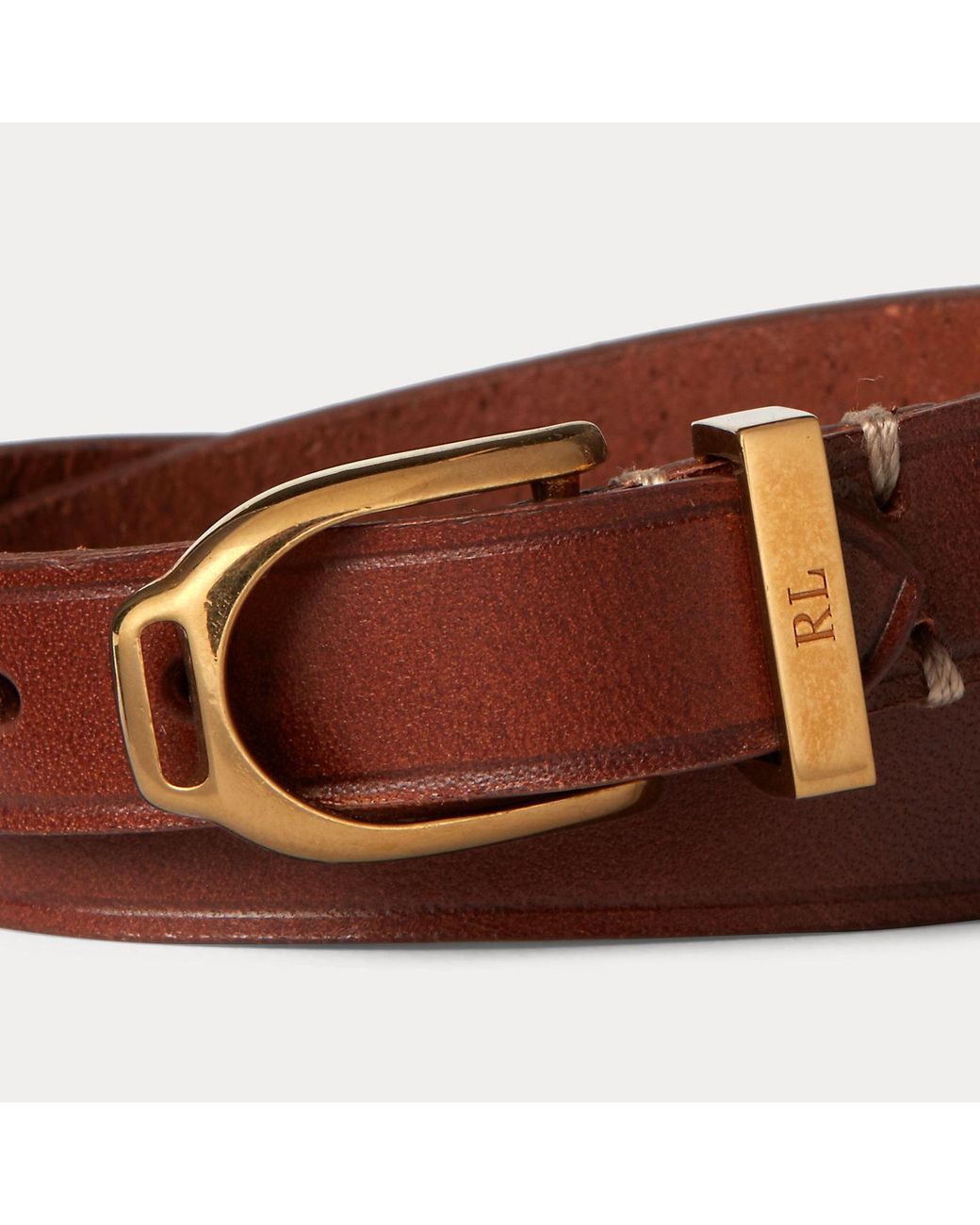 Ralph Lauren Brown Welington Double-wrap Skinny Bracelet
