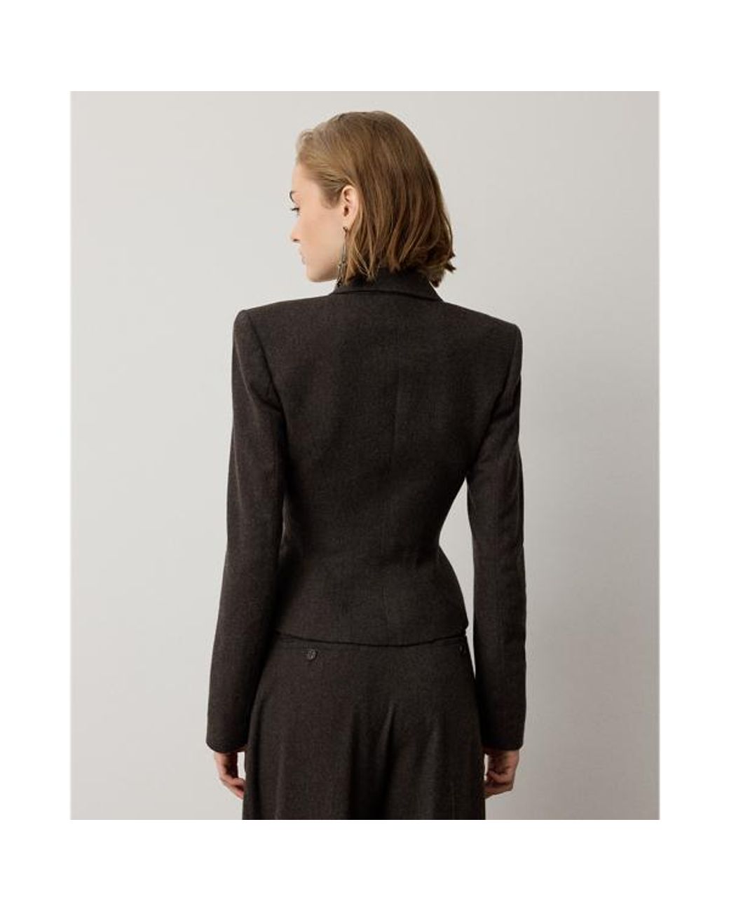 Ralph Lauren Black Joleene Wool Herringbone Jacket