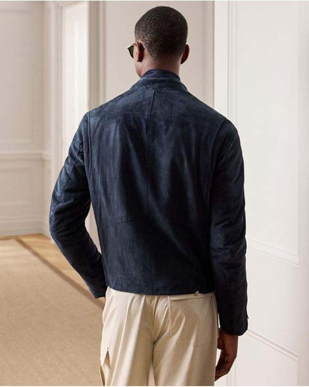 Ralph Lauren Blue Suede Moto Jacket for men