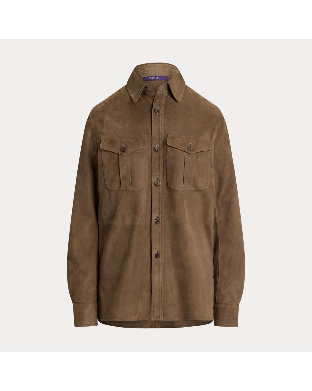 Ralph Lauren Brown Landry Lamb-Suede Shirt