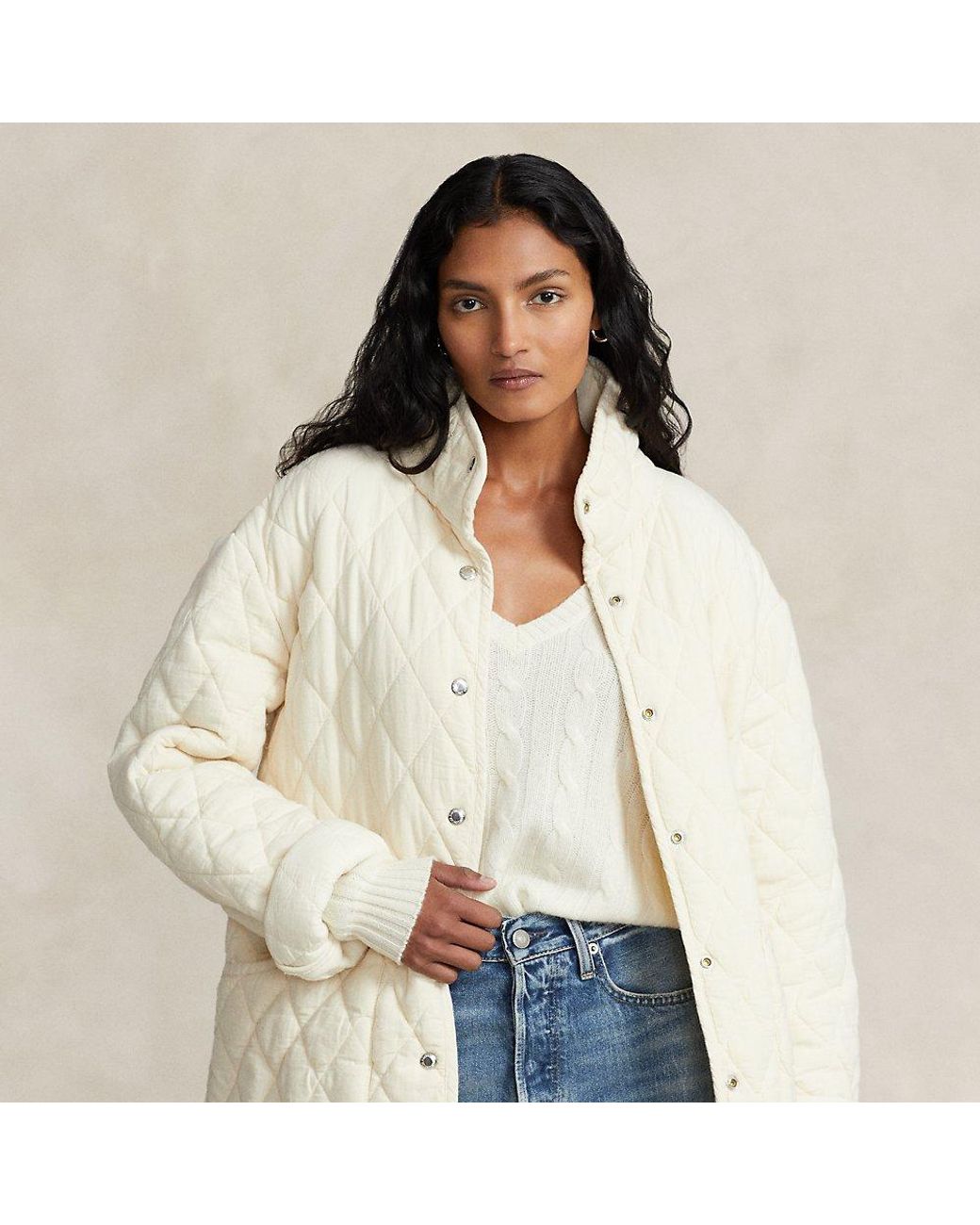 Ralph Lauren Quilted Cotton Barn Jacket in White Lyst UK