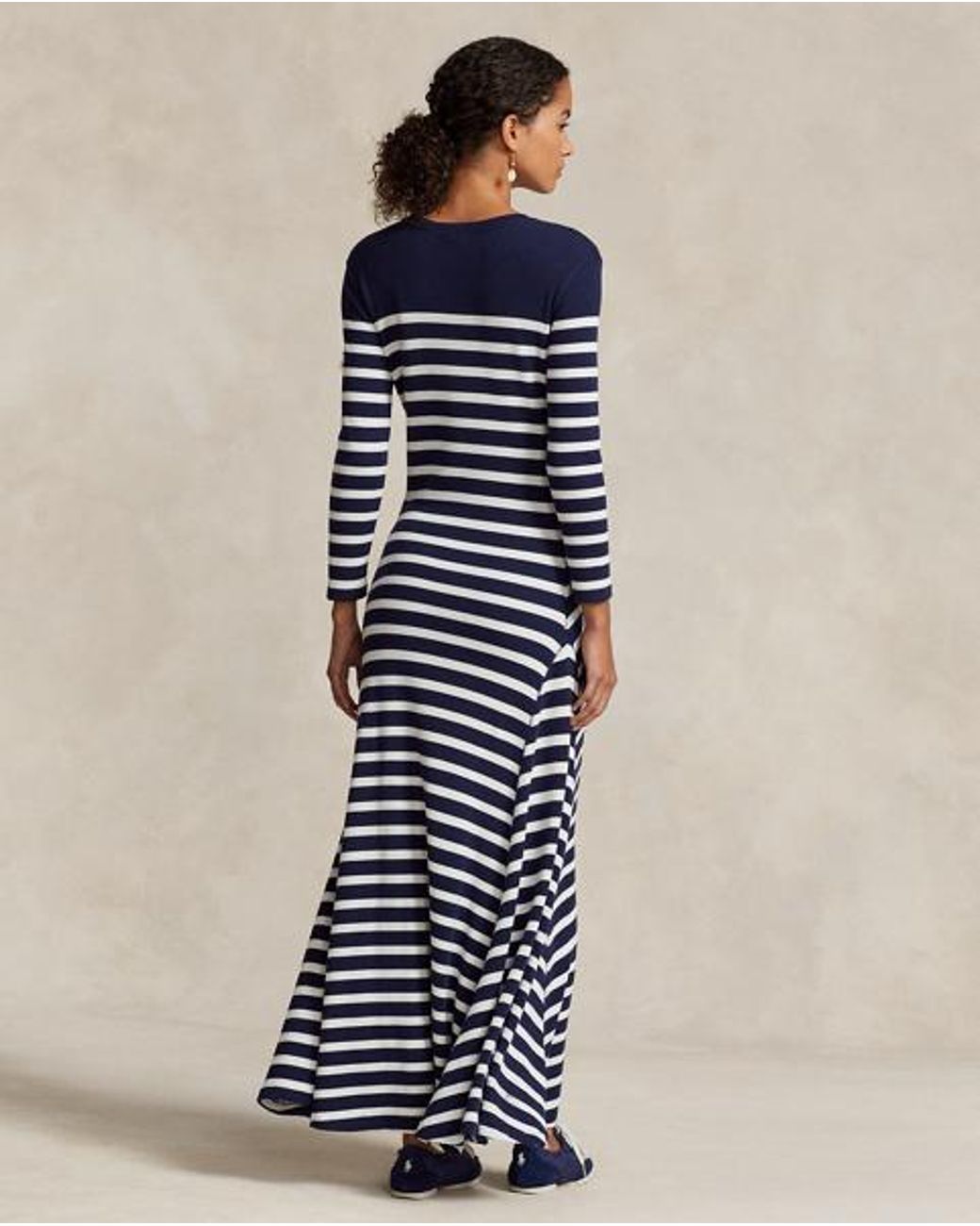 ralph lauren striped silk-blend dress POLO Shirred Midi Lauren Ralph Lauren Women's Striped