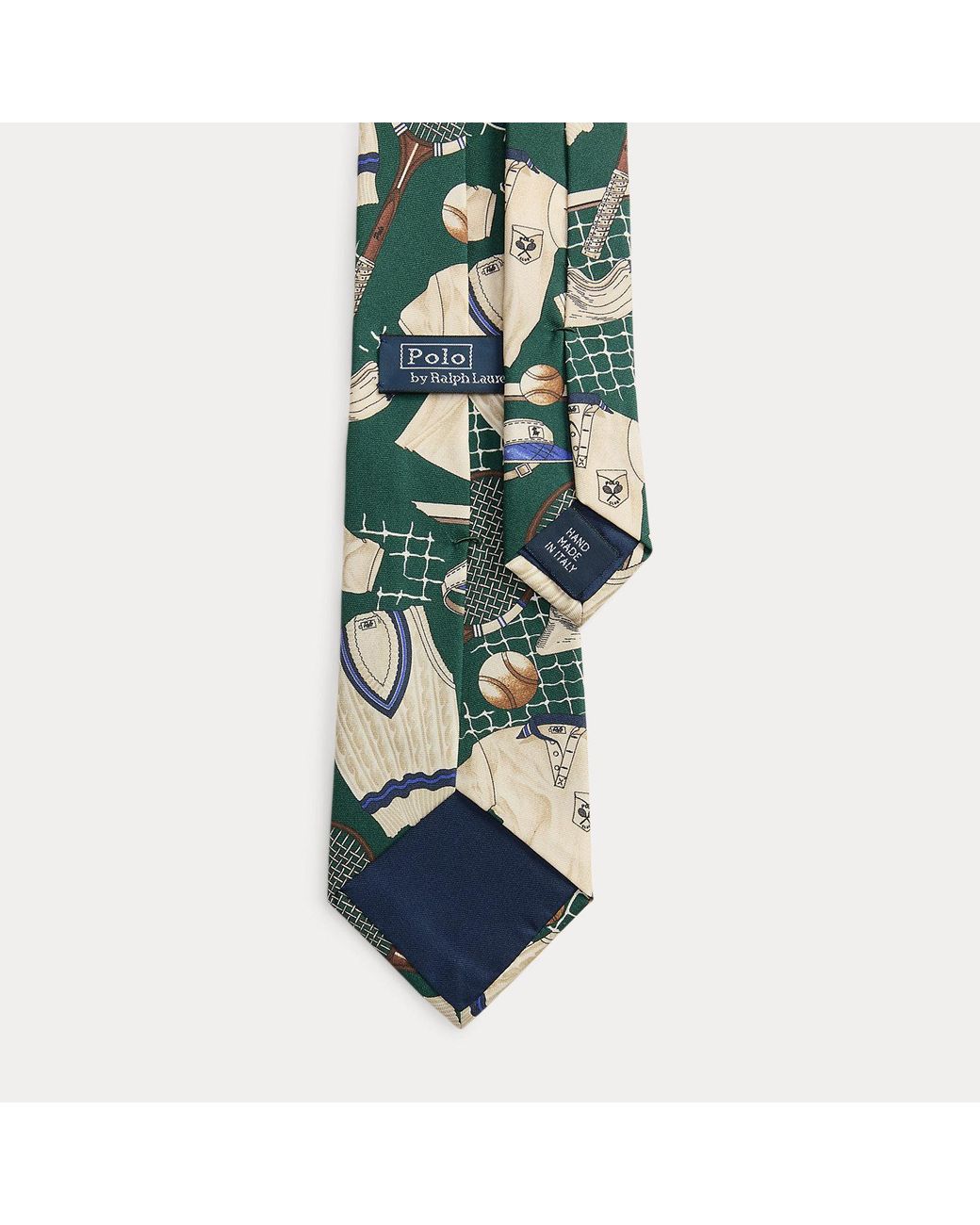 Polo Ralph Lauren Green Tennis-Print Silk Tie for men