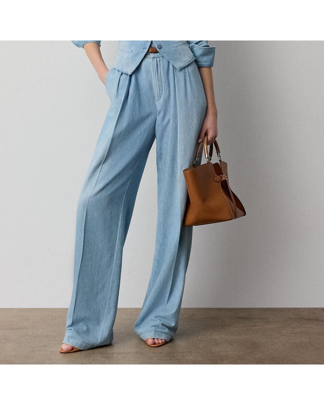 Ralph Lauren Blue Livie Cotton Denim Trouser