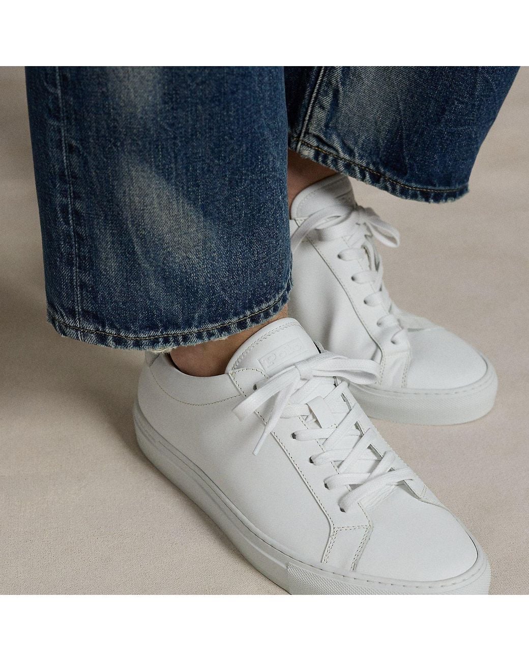 Polo Ralph Lauren White Jermain Leather Trainer for men
