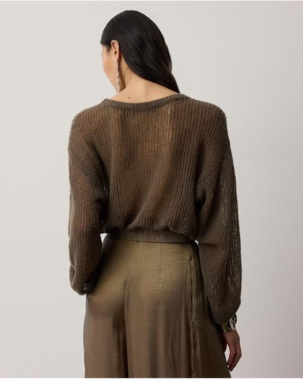 Ralph Lauren Brown Bouclé Cashmere-Blend Boatneck Jumper