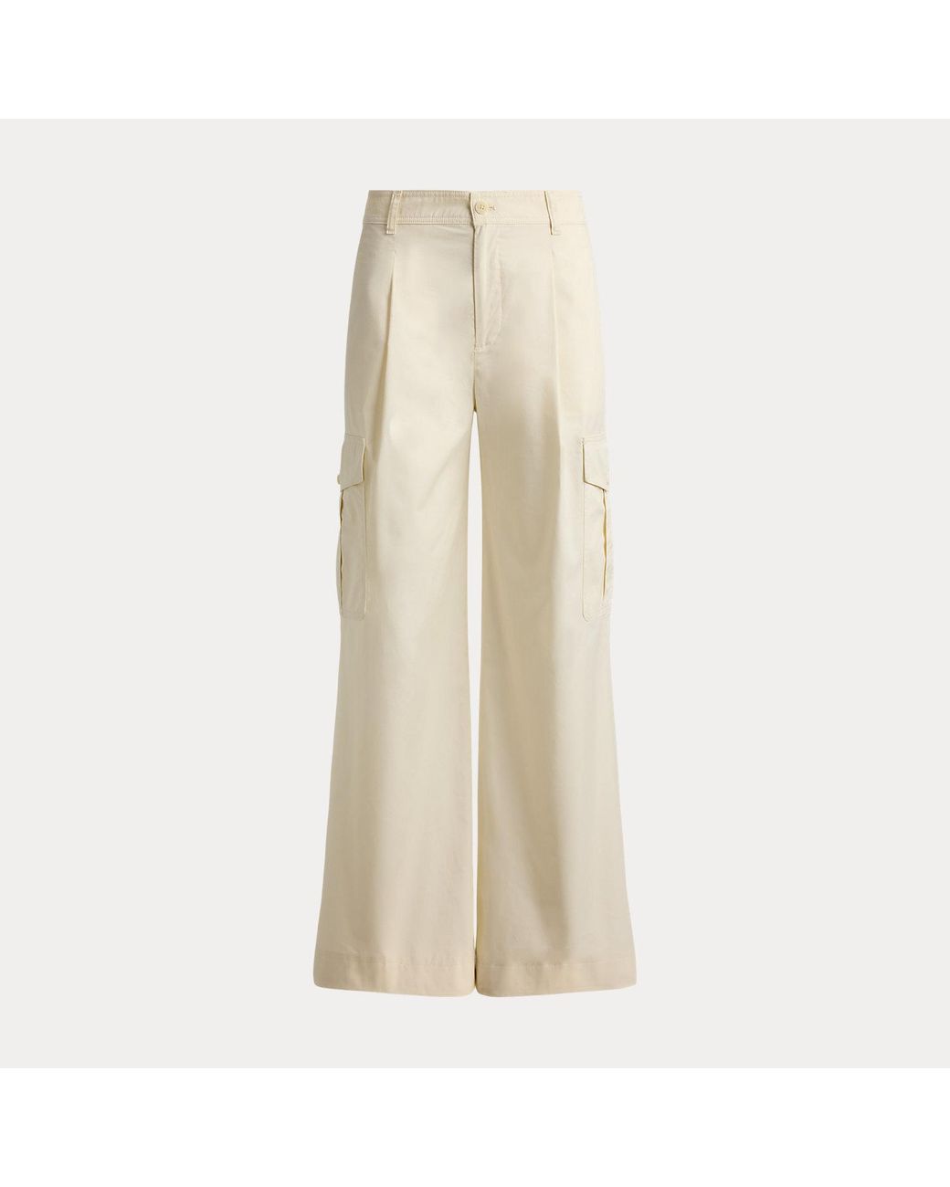 Ralph Lauren Natural Cotton Twill Wide-Leg Cargo Trouser