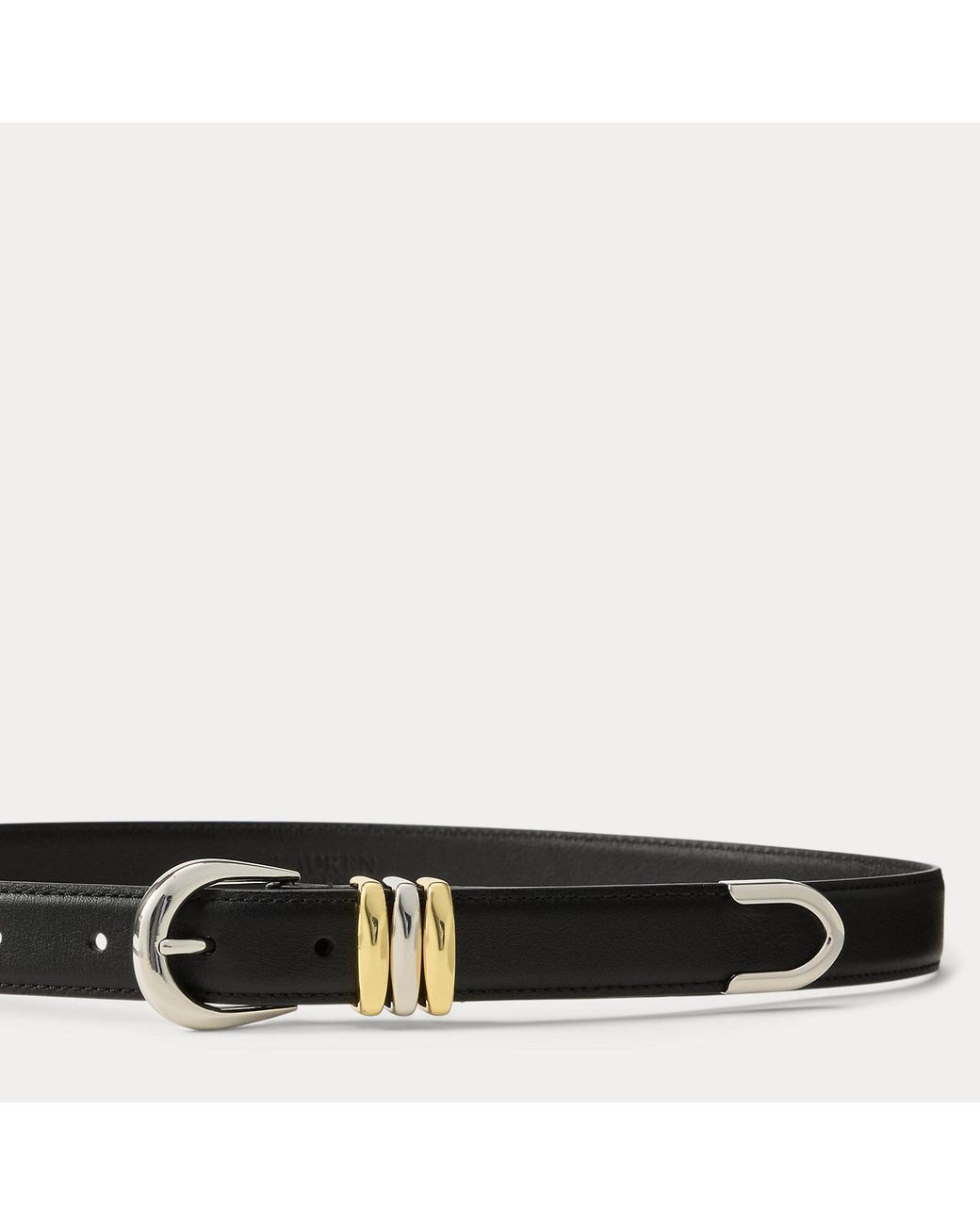 Ralph Lauren White Metal-Keeper Leather Skinny Belt