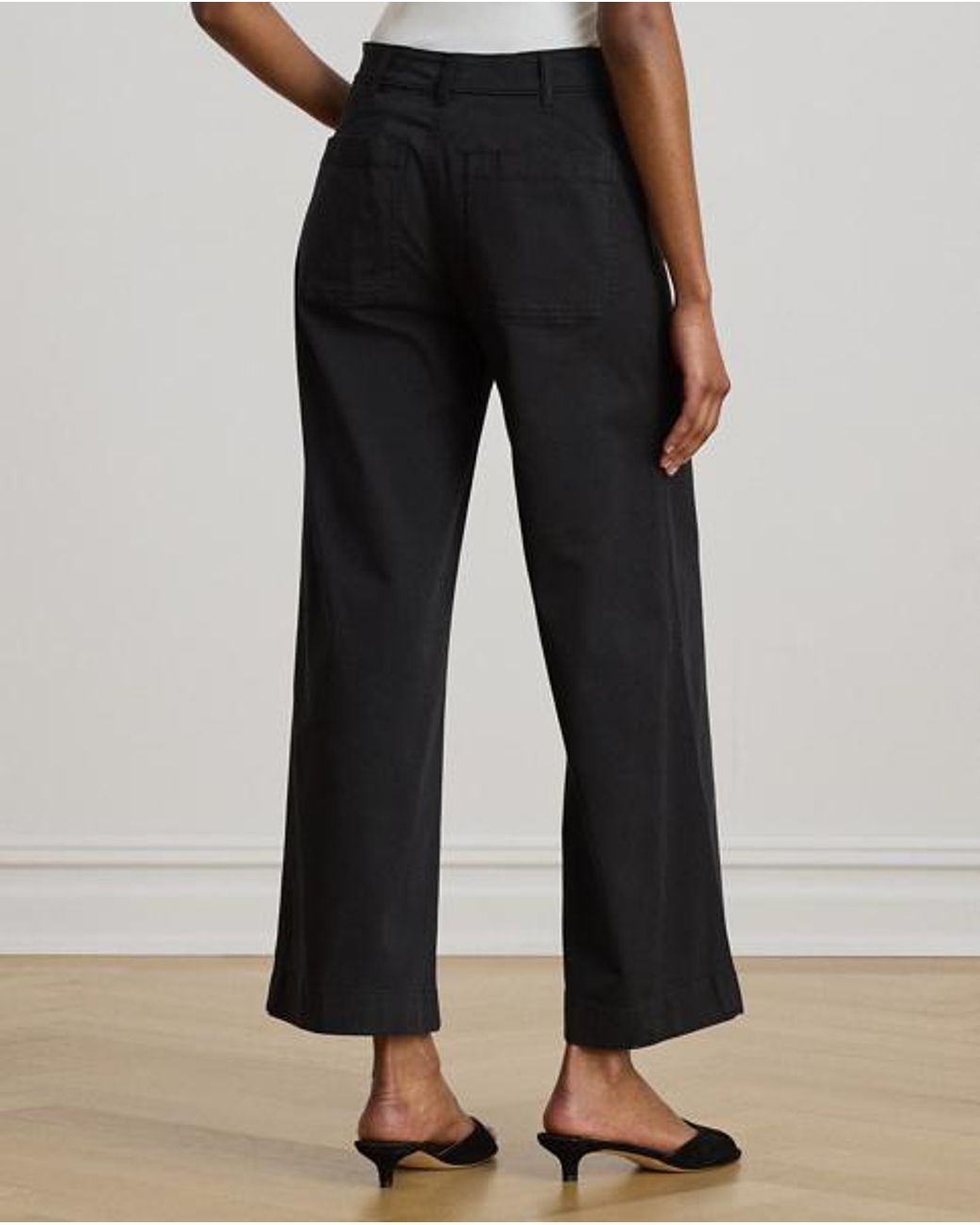 Ralph Lauren Black Stretch Chino Wide-Leg Cropped Trouser