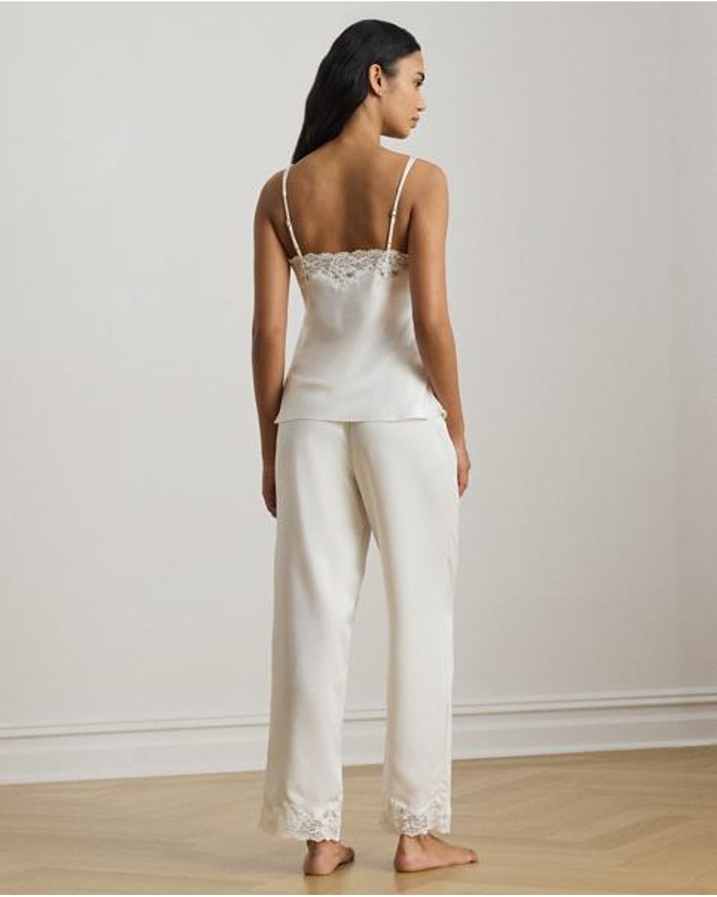 Ralph Lauren Brown Lace-Trim Satin Double-Strap Cami Pj Set