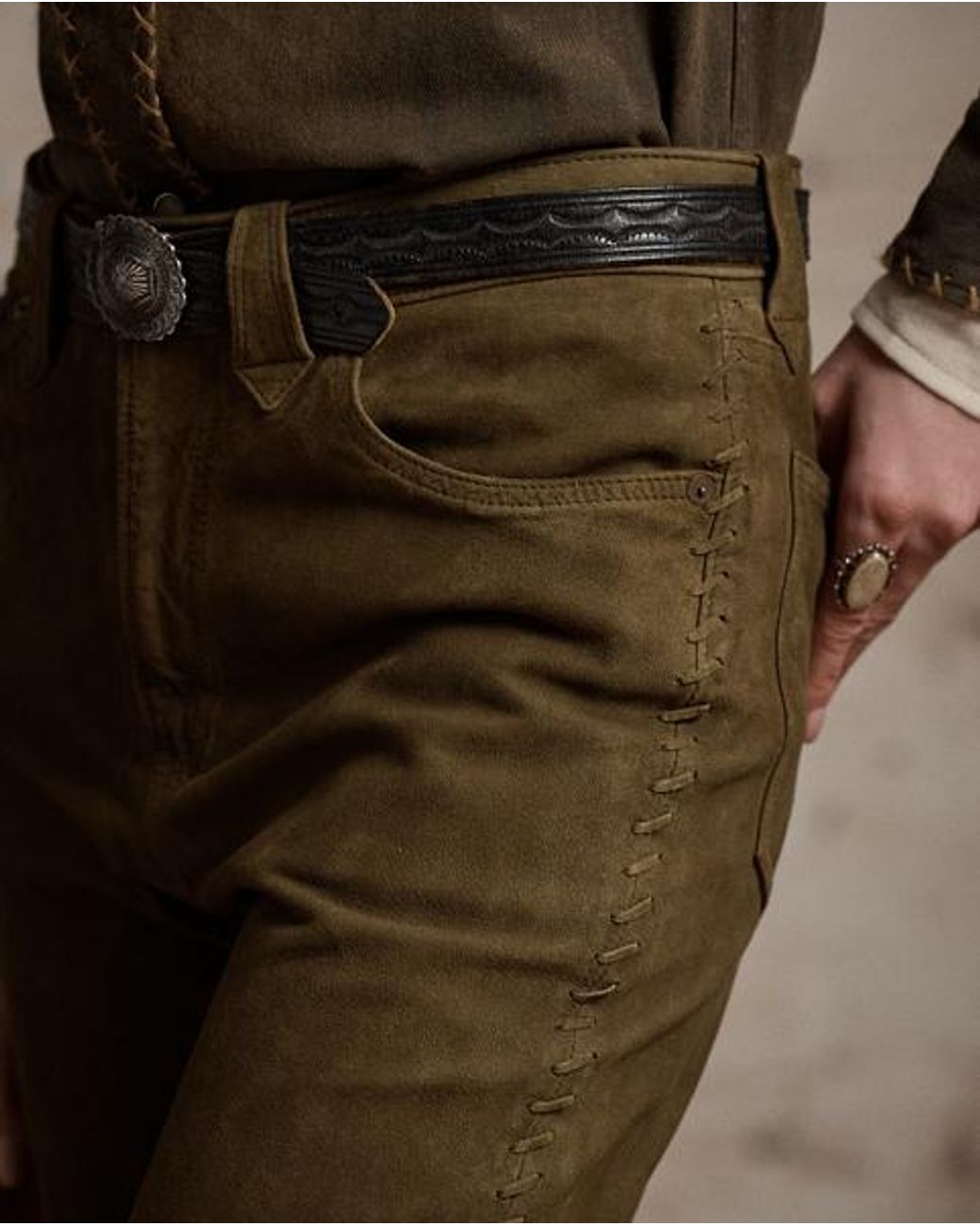RRL Blue Suede Western Trousers