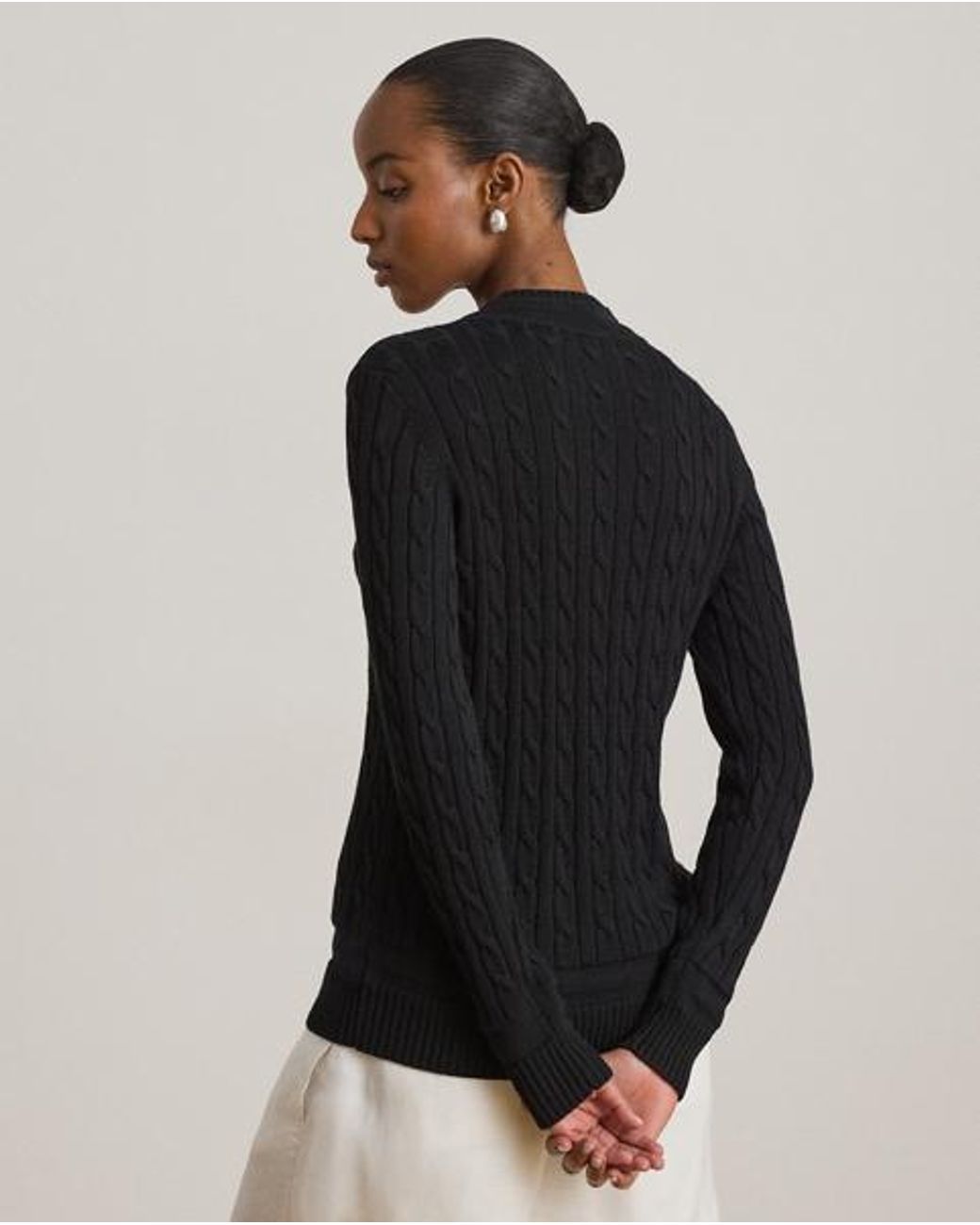 Ralph Lauren Black Cable-Knit Cricket Jumper