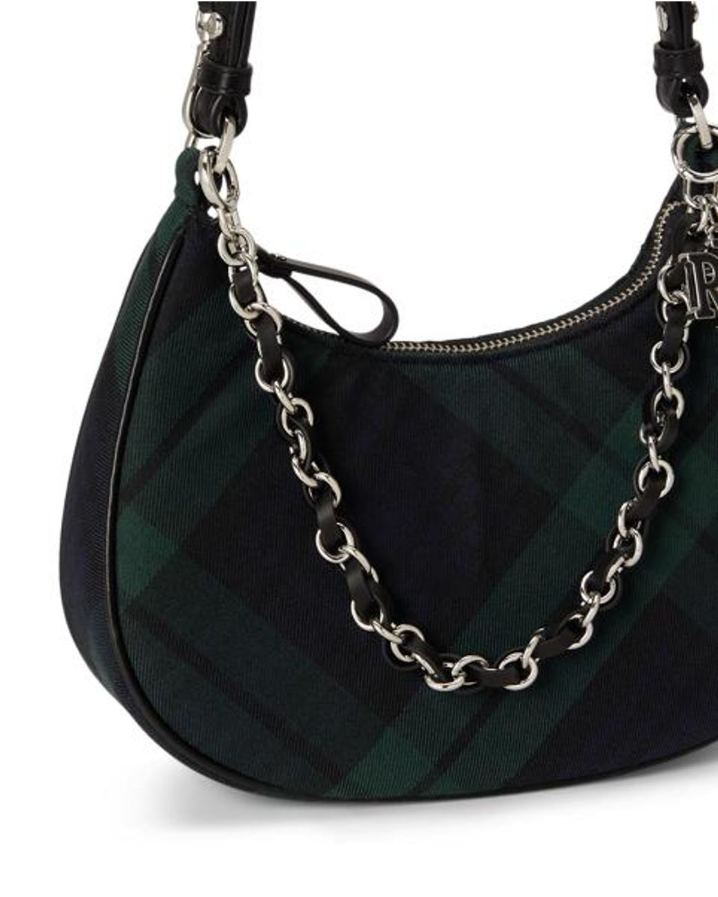 Ralph Lauren Gray Plaid Medium Marcy Zip Shoulder Bag