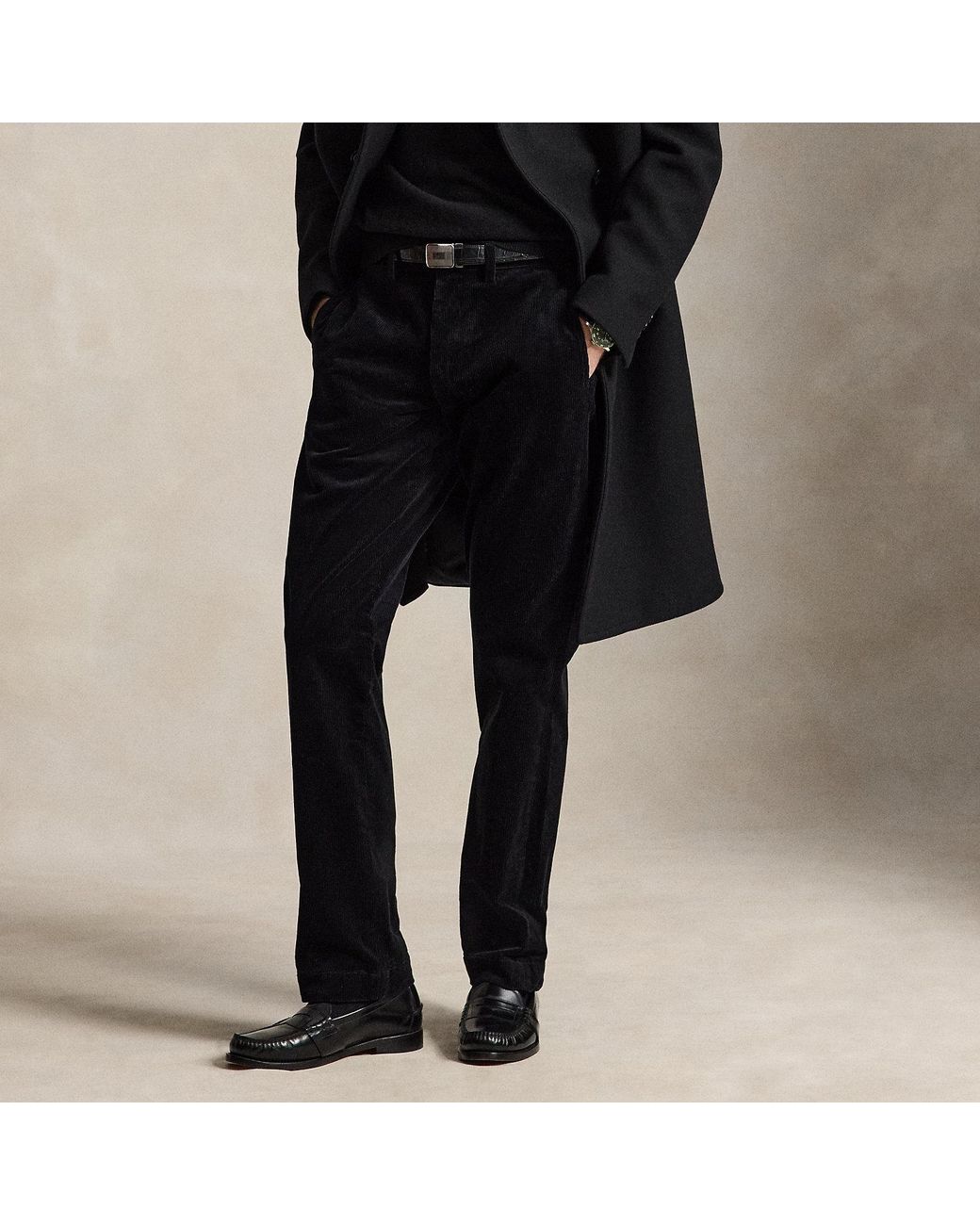 Polo Ralph Lauren Black Bedford Straight Fit Corduroy Trousers for men