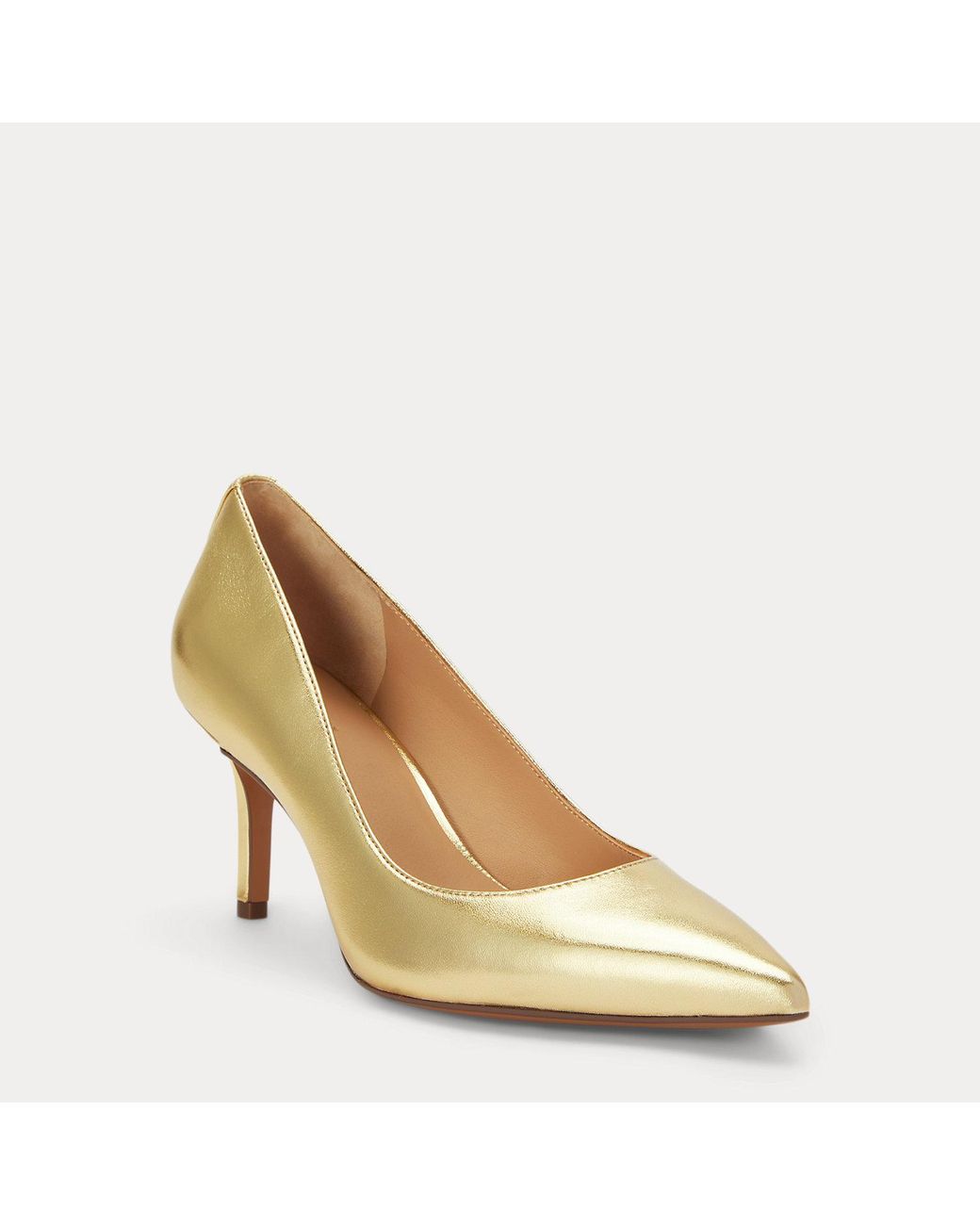 Ralph Lauren Yellow Ralph Lauren Lanette Metallic Nappa Leather Pump