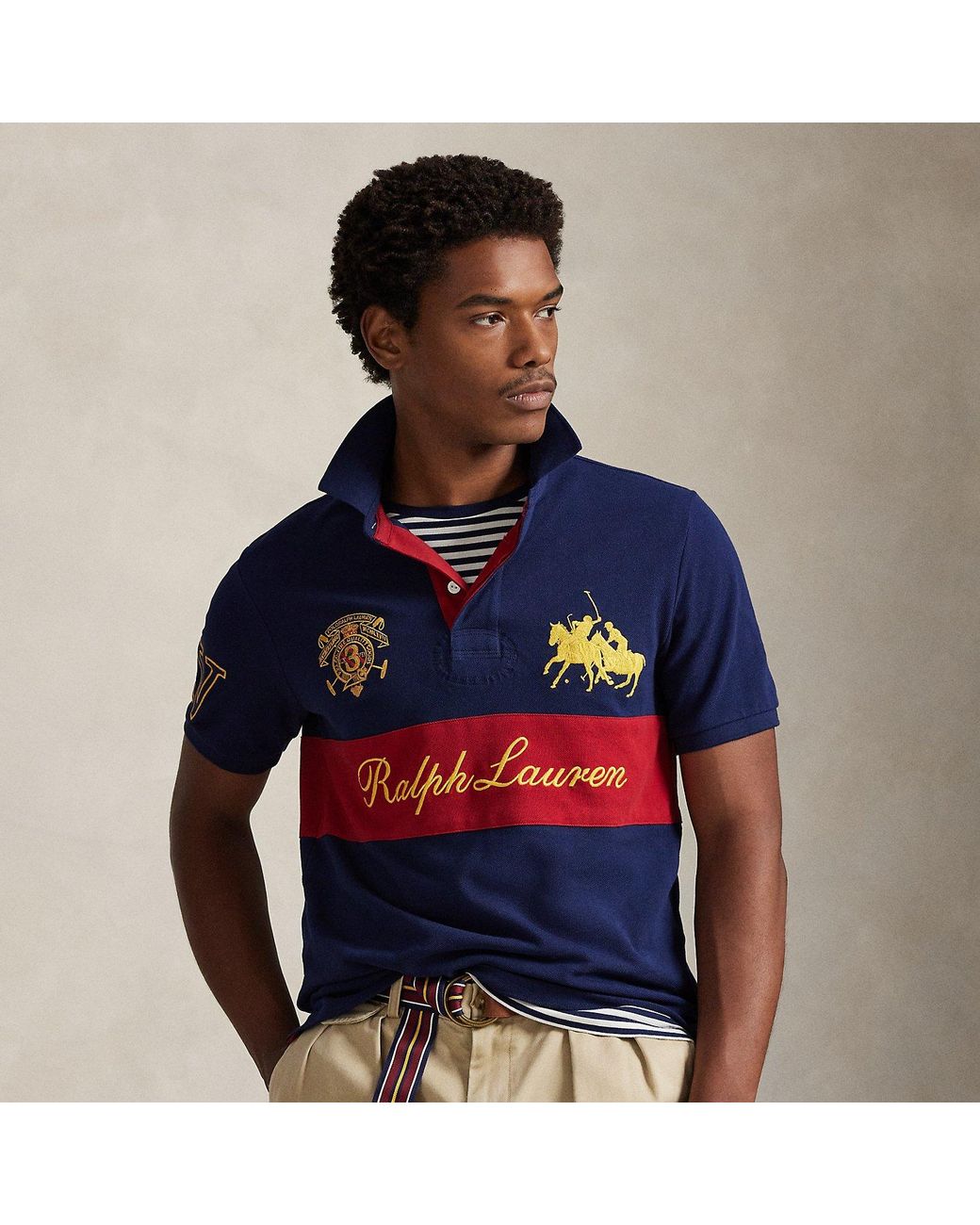 Polo Ralph Lauren Classic Fit Crest Mesh Polo Shirt in Blue for Men | Lyst