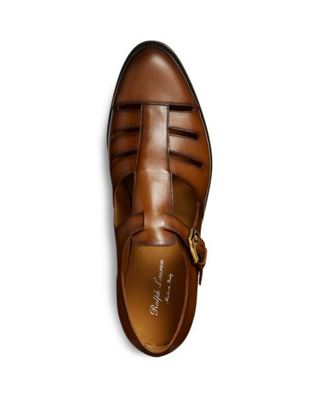 Ralph Lauren Brown Burnished Calfskin Fisherman Sandal for men