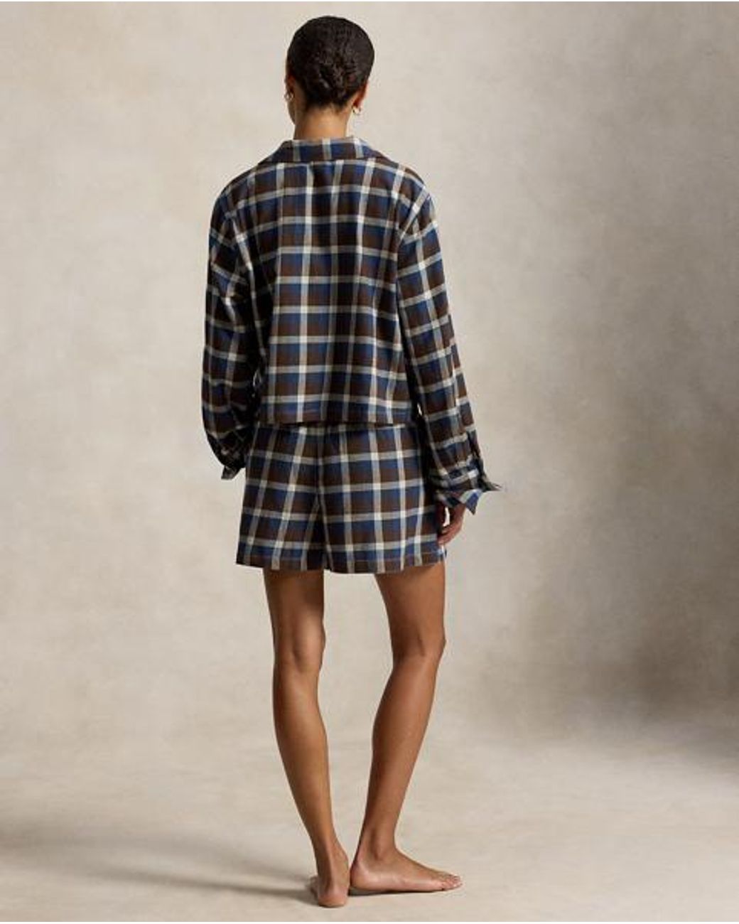 Polo Ralph Lauren Black Plaid Flannel Piped Pyjama Set