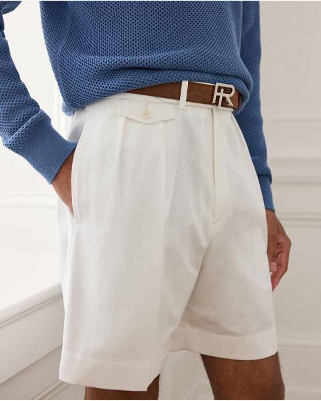 Ralph Lauren Blue Hand-Tailored Cotton Trench Short for men
