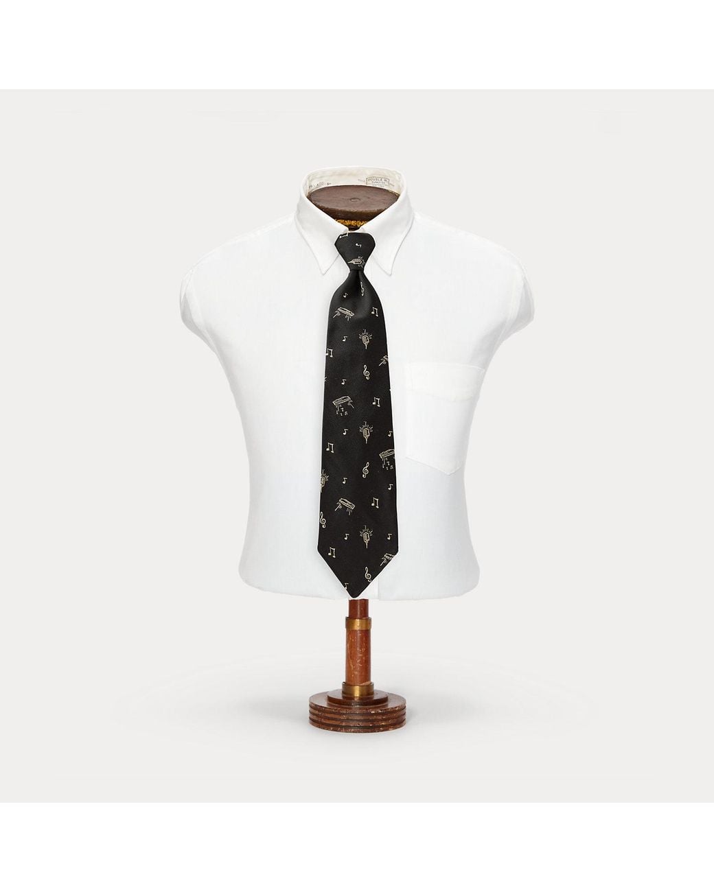 Ralph Lauren White Handmade Music-Note Silk Tie for men