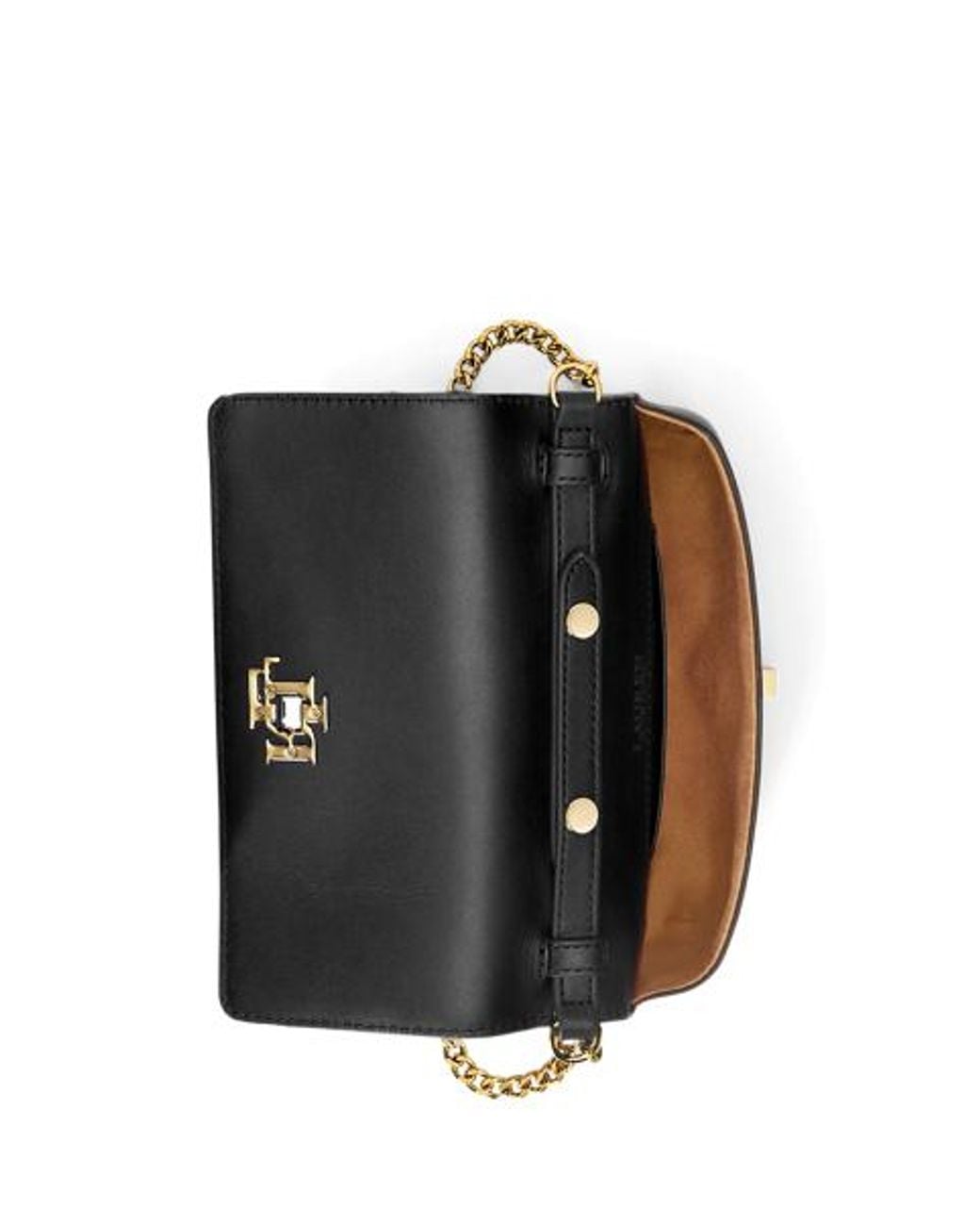Ralph Lauren Black Leather Crossbody Turn-lock Tech Case