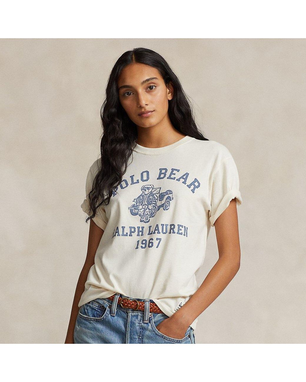 Striped Cotton Jersey T-shirt W/ Bear