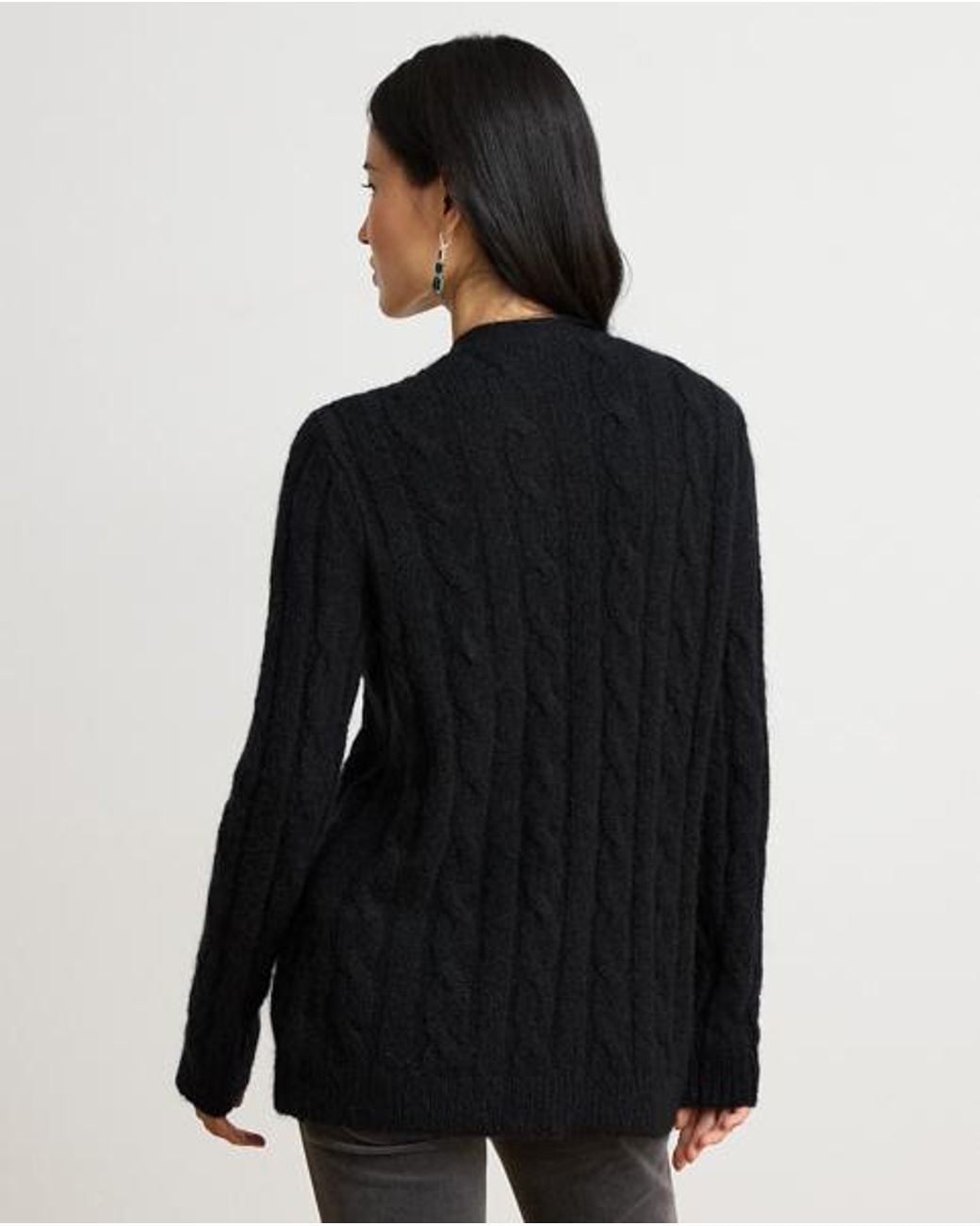 Ralph Lauren Black Bullion Cable-Knit Cardigan