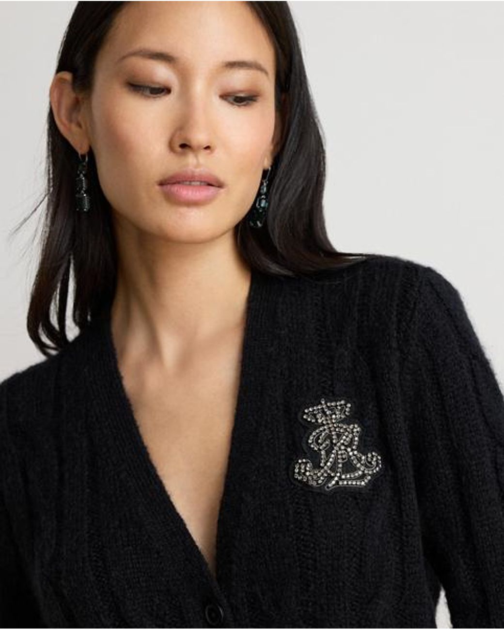 Ralph Lauren Black Bullion Cable-Knit Cardigan