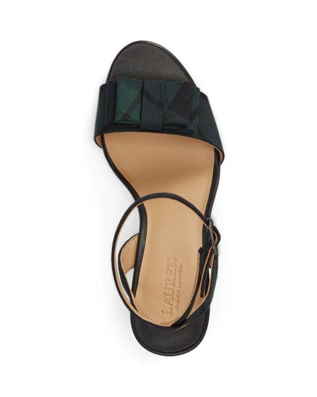 Ralph Lauren Black Gracy Bow-Trim Watch Plaid Sandal