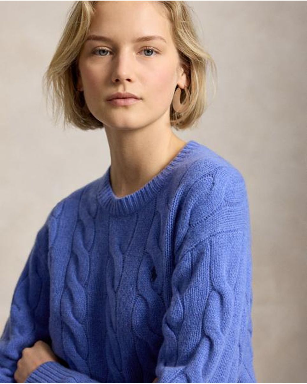 Polo Ralph Lauren Blue Cable-Knit Wool-Cashmere Jumper