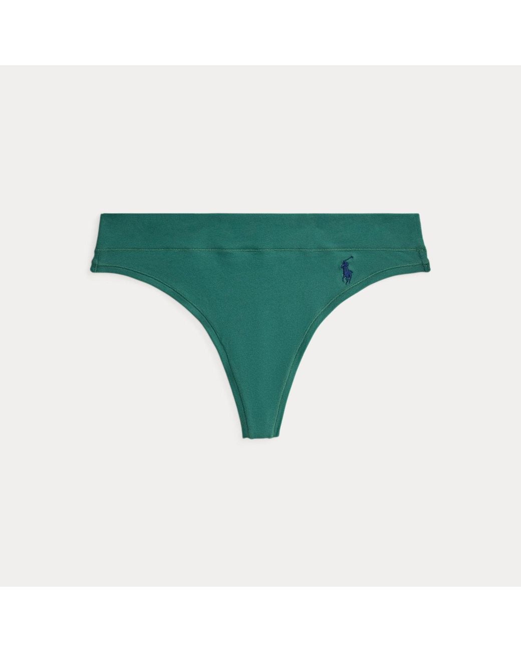Polo Ralph Lauren Green Stretch-Cotton Mid-Rise Thong