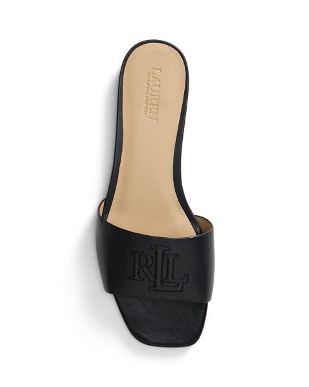 Ralph Lauren Black Everley Calfskin Slide Sandal