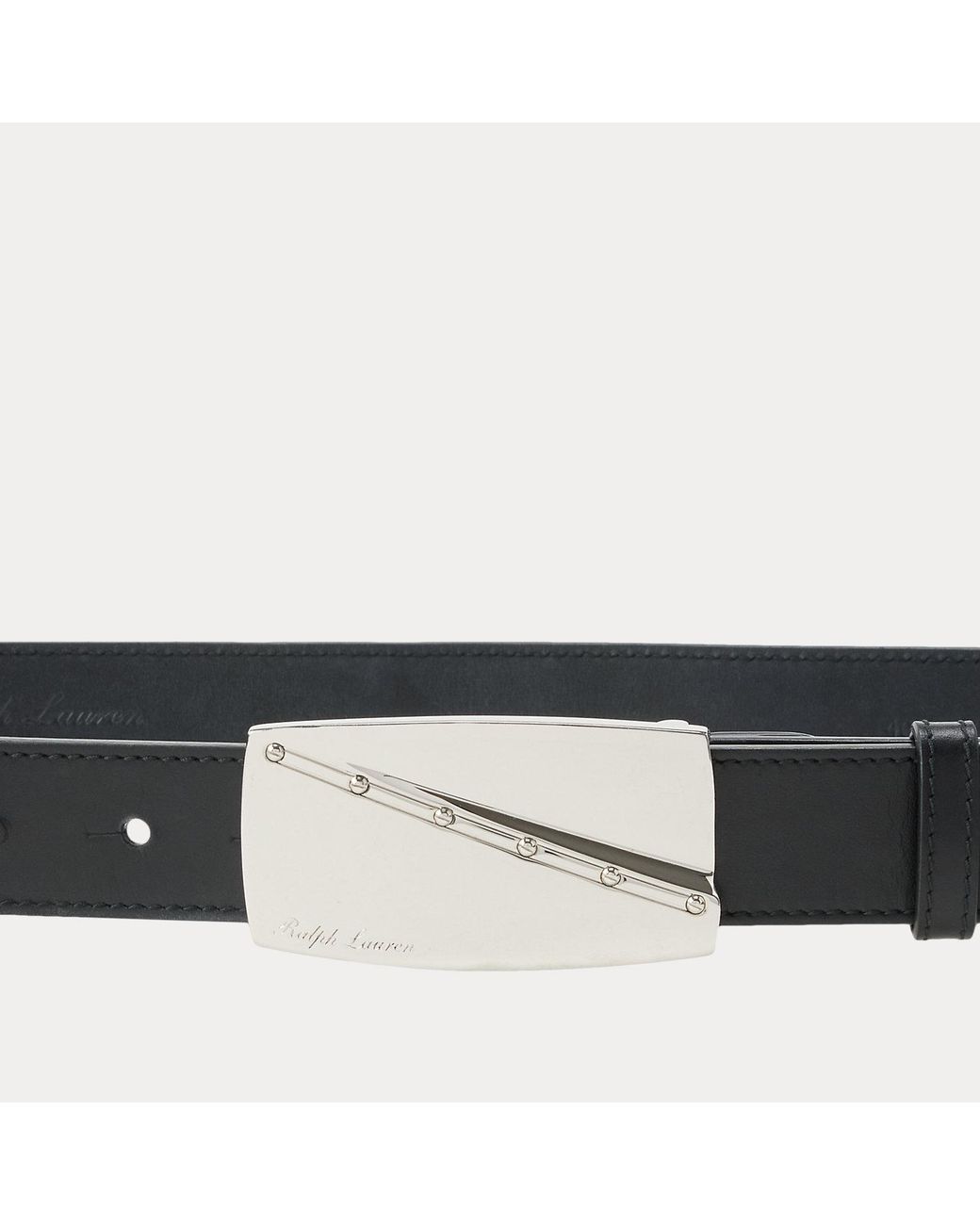 Ralph Lauren Black Abstract-Plaque-Buckle Leather Belt