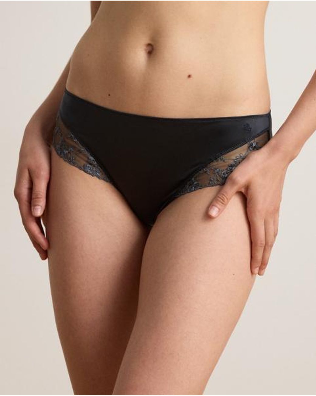 Ralph Lauren Gray Embroidered Mesh & Satin Tap Short Brief