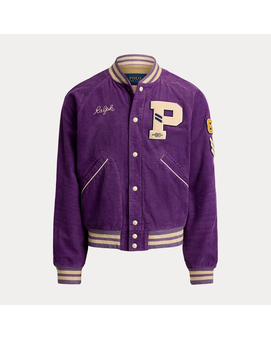 Polo Ralph Lauren Purple Corduroy Letterman Jacket for men