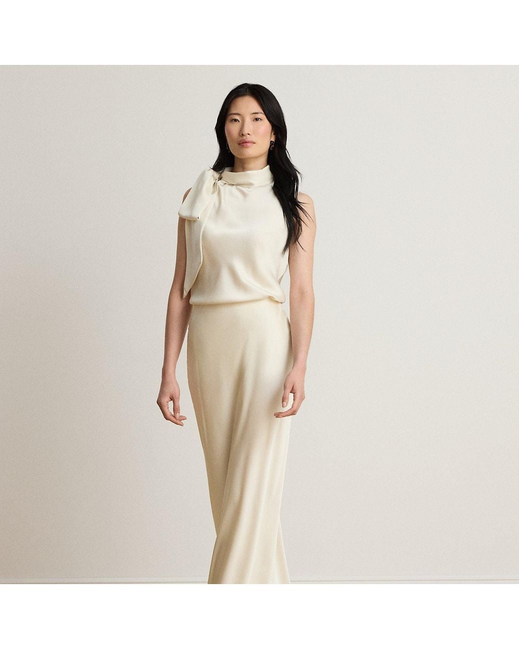 Ralph Lauren Natural Satin Charmeuse Maxiskirt