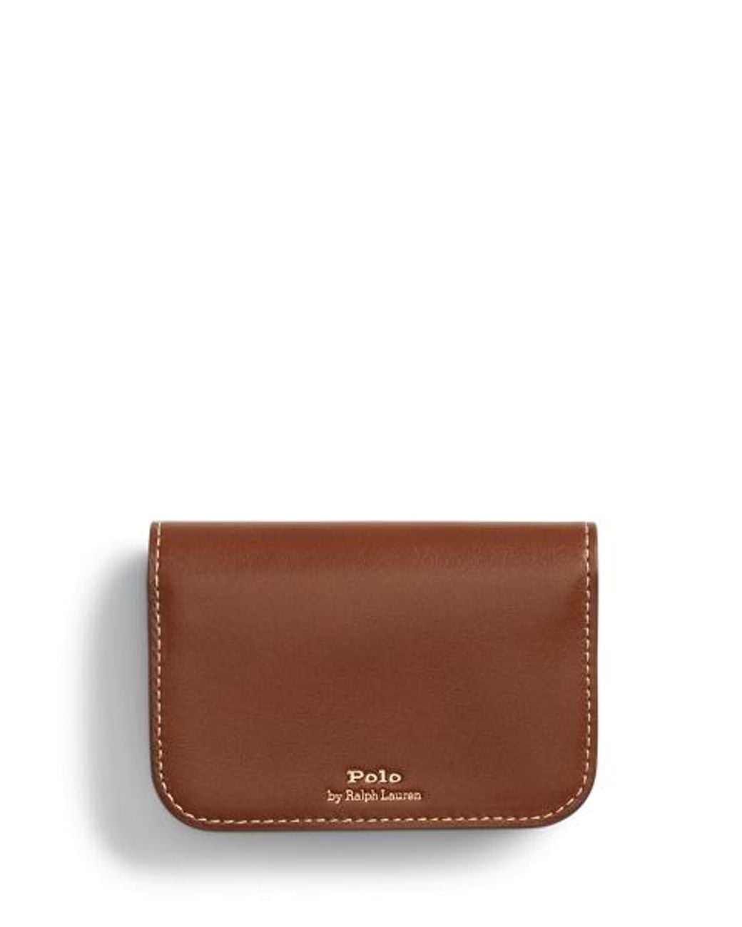 Polo Ralph Lauren Brown Polo Id Leather Fold-Over Card Case
